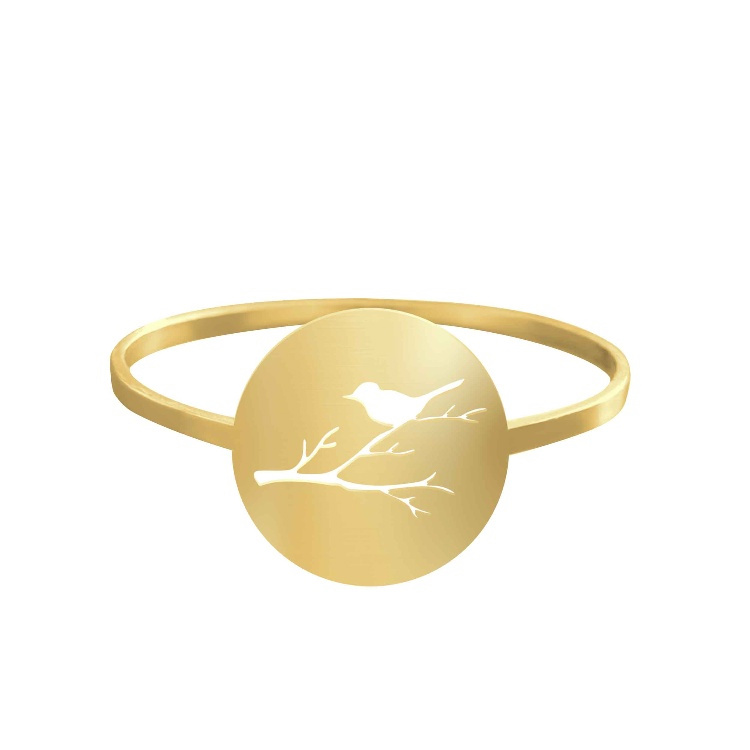 انگشتر طلا 18 عیار زنانه شمیم گلد گالری کد AA31 طرح گنجشک