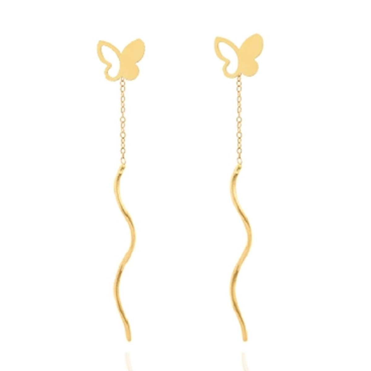 گوشواره طلا زنانه اپال گلد مدل بخیه ای پروانه 004