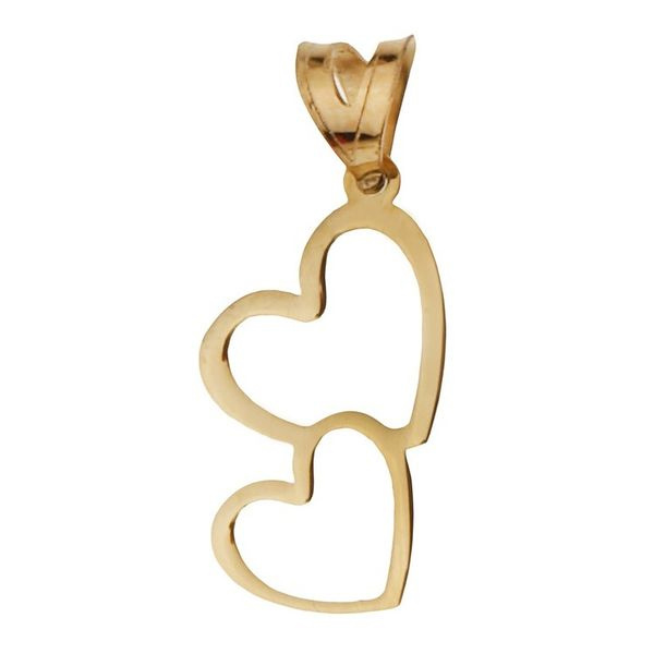 آویز گردنبند طلا 18 عیار شمیم گلد گالری مدل دو قلب