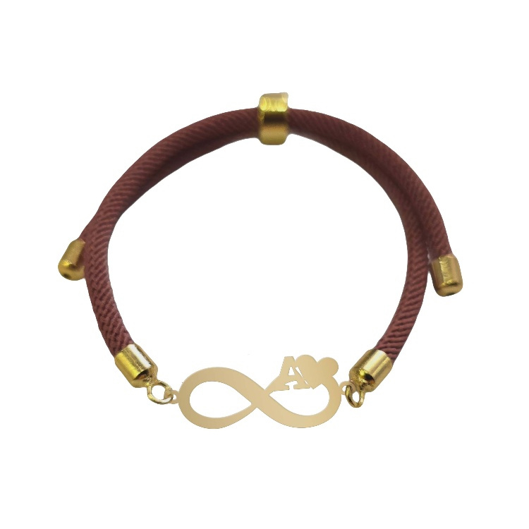 دستبند طلا 18 عیار زنانه شمیم گلد گالری طرح بینهایت و قلب کد D42-8