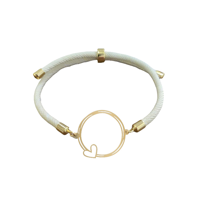 دستبند طلا 18 عیار زنانه شمیم گلد گالری مدل دایره و قلب کد D66-18