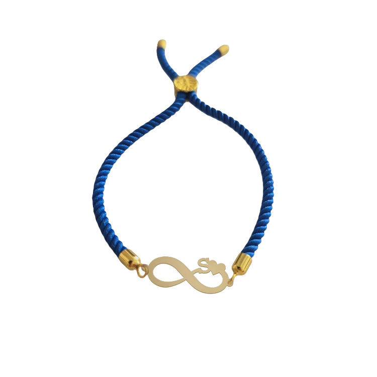 دستبند طلا 18 عیار زنانه شمیم گلد گالری مدل بینهایت قلب با حرف S کد D56-4