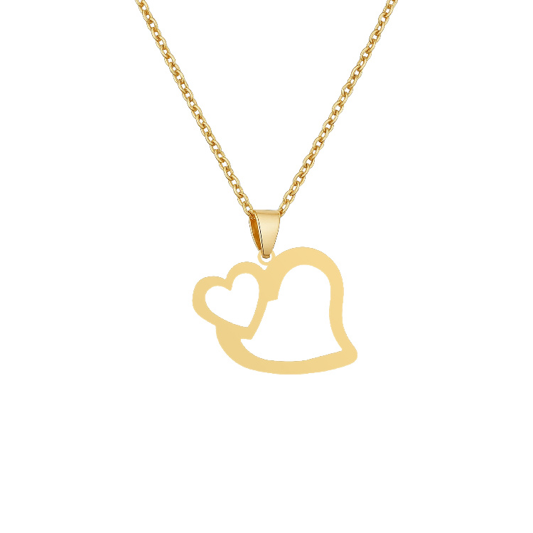 گردنبند طلا 18 زنانه شمیم گلد گالری مدل مینیمال دو قلب Z-35