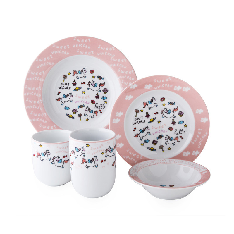 سرویس غذاخوری 5 پارچه کودک چینی زرین ایران مدل لیتل پونی درجه یک