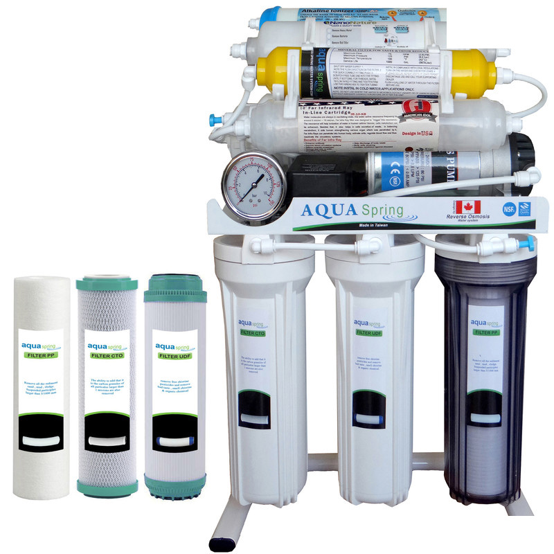 دستگاه تصفیه کننده آب آکوآ اسپرینگ مدل NF8600 به همراه فیلتر تصفیه آب مجموعه 3 عددی