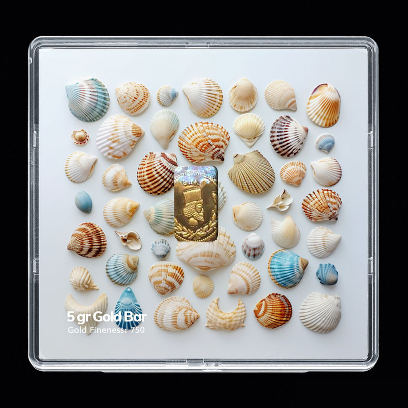 شمش طلا 18 عیار مدوپد مدل صدف کد SG-10259