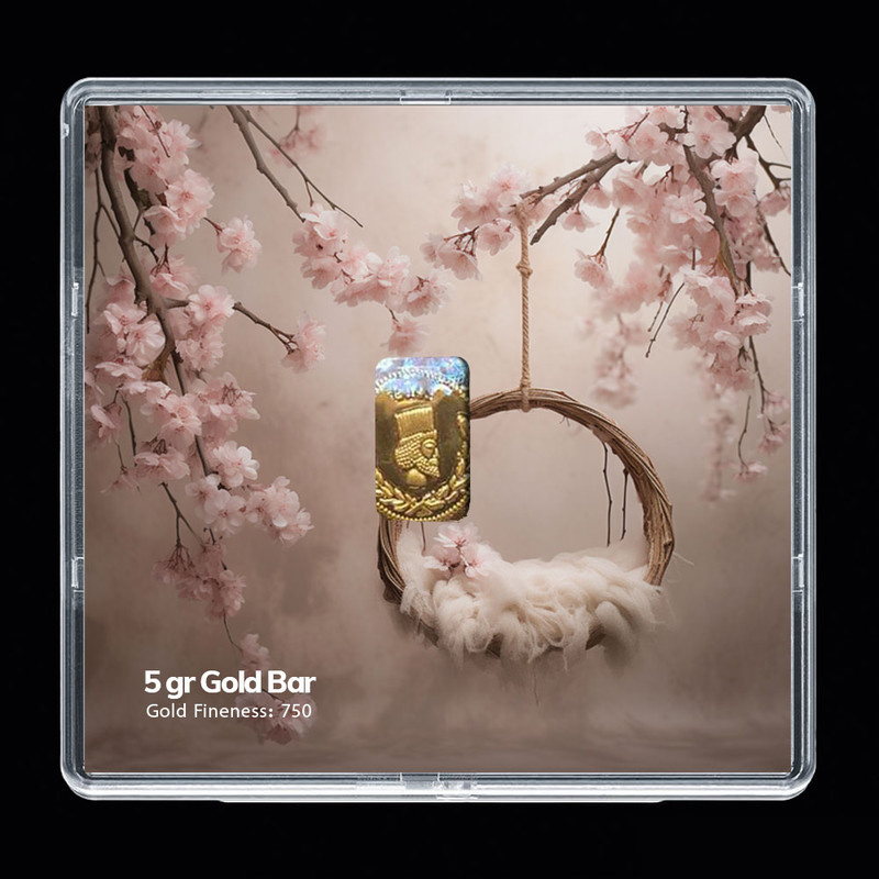 شمش طلا 18 عیار مدوپد مدل سبد و گل کد SG-10247