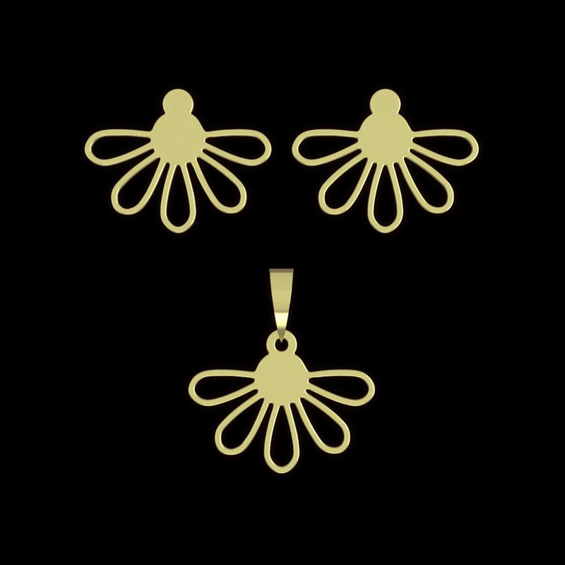 نیم ست طلا 18 عیار زنانه مدوپد مدل گل کد NA11022