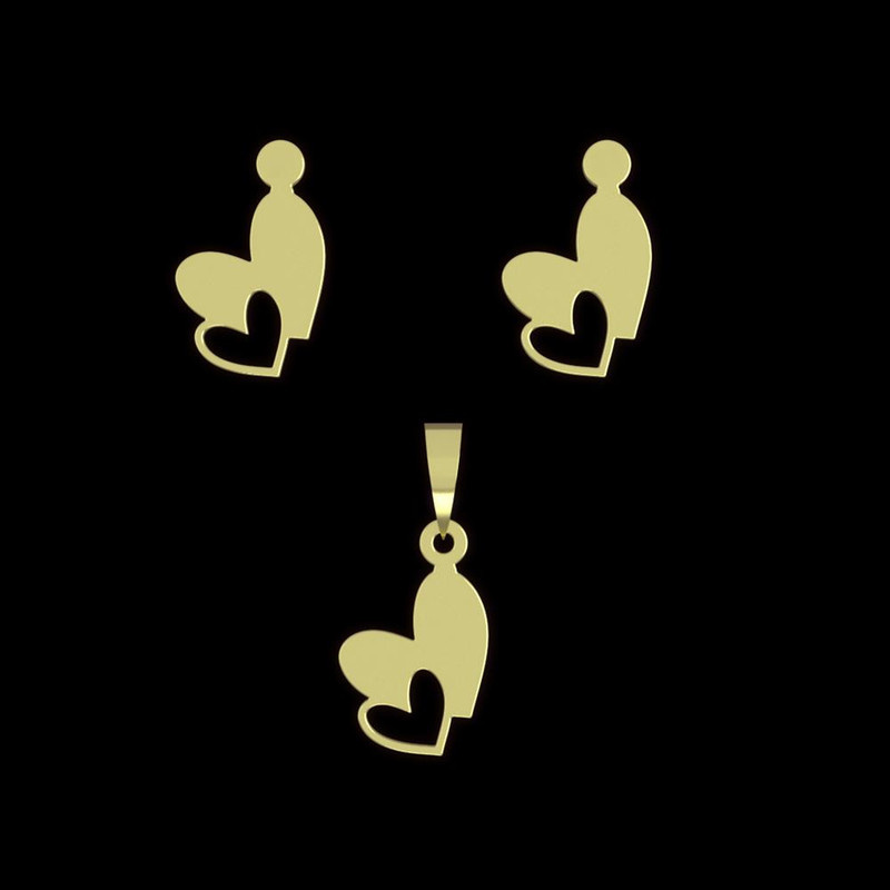 نیم ست طلا 18 عیار زنانه مدوپد مدل قلب کد NA11259