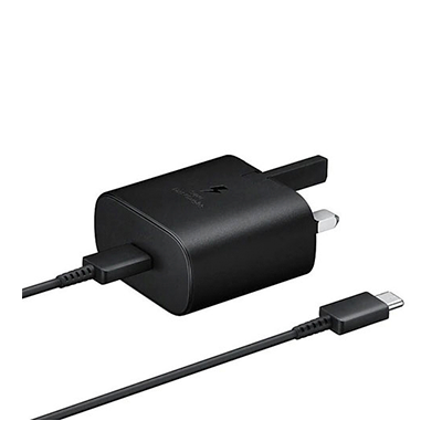 شارژر دیواری سامسونگ 25 وات مدل EP-TA800 سه شاخه اروپا به همراه کابل دو سر تایپ سی