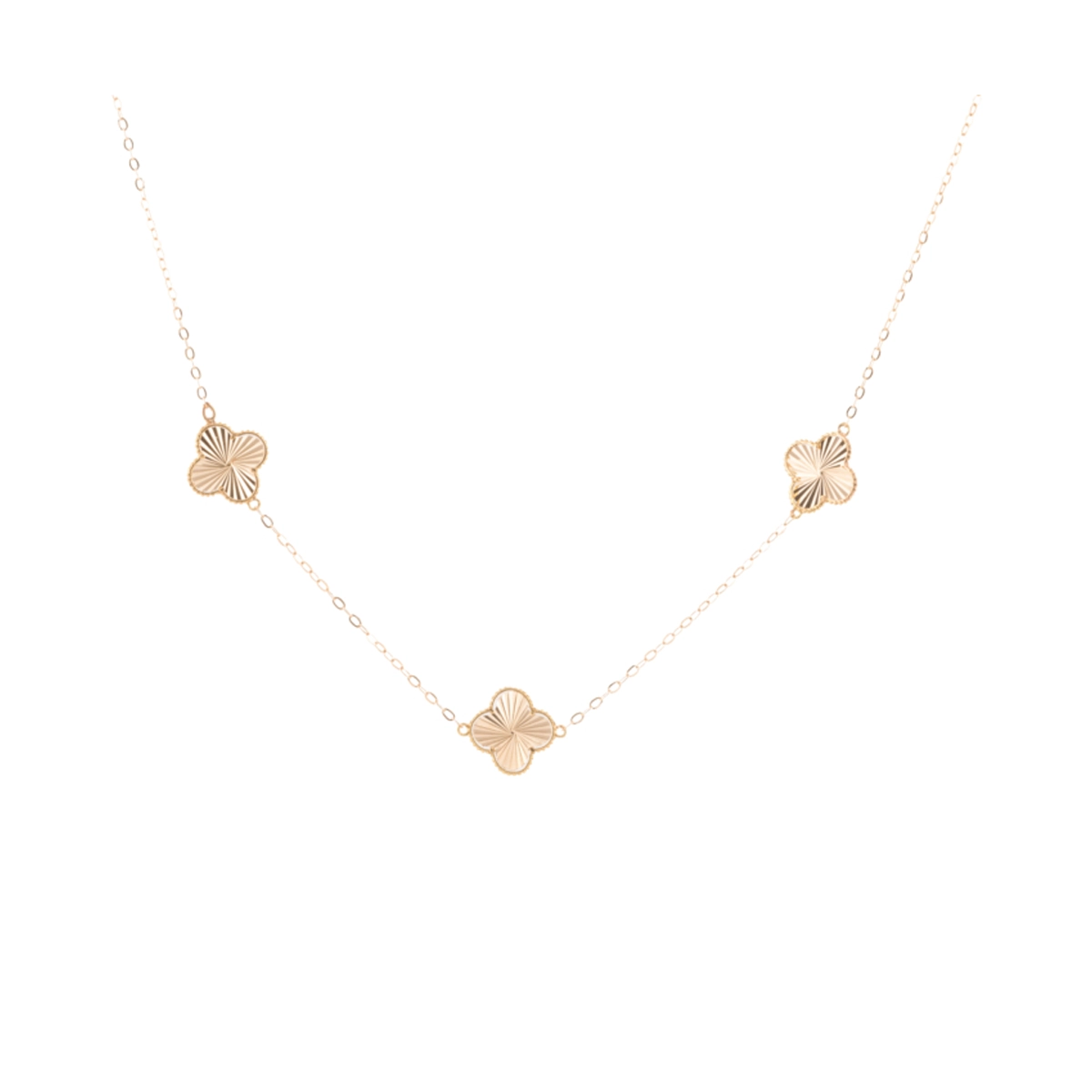 گردنبند طلا 18 عیار زنانه ونکلیف سه گل تراش-small-image