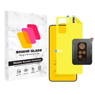 گلس گوشی شیائومی Redmi Note 11 شهر گلس مدل 3FNF به همراه محافظ پشت گوشی و محافظ لنز دوربین