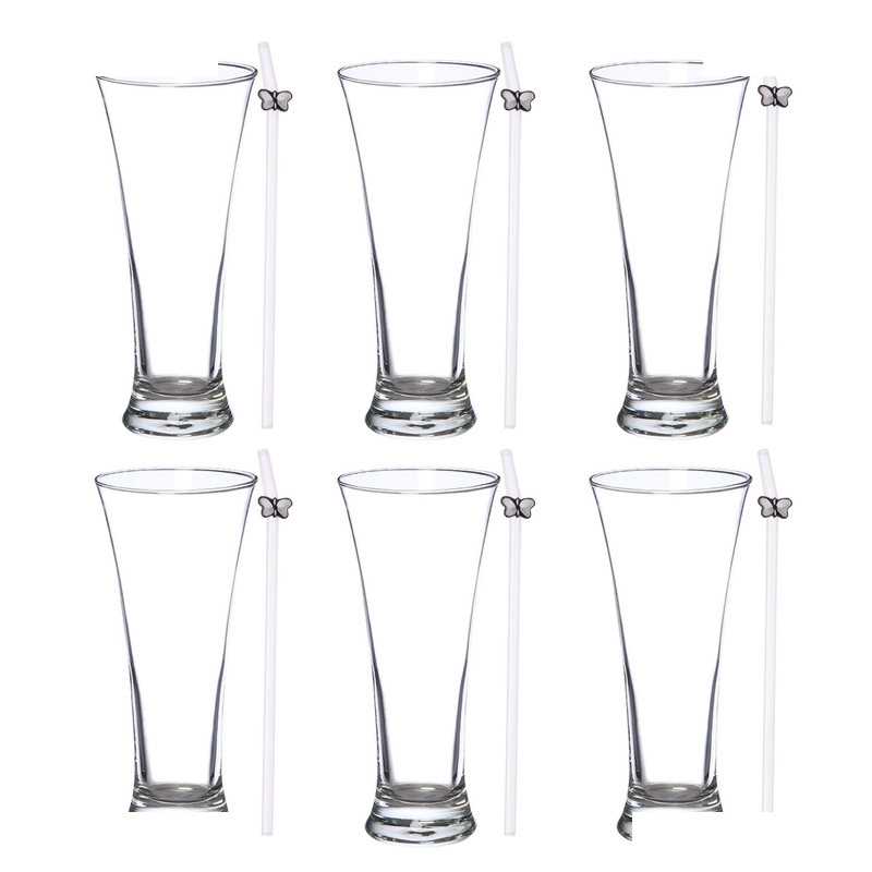 ست لیوان و نی 6 پارچه لومینارک مدل Brigh58 کد E2136