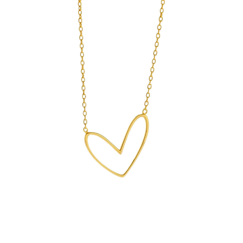 گردنبند طلا 18 عیار زنانه با طرح حلقهای (فلامینگو) گالری قو طلایی مدل قلب فرماتیک