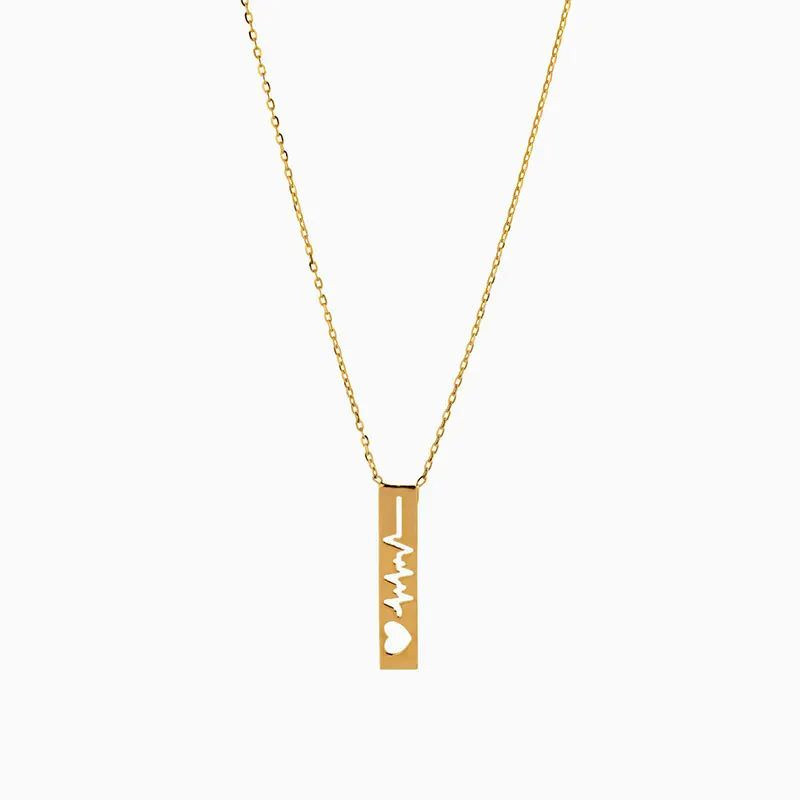 گردنبند طلا با طرح حلقهای (فلامینگو) 18 عیار زنانه گالری قو طلایی مدل ضربان قلب مستطیلی