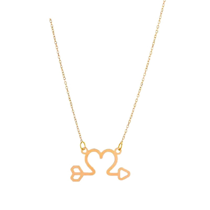 گردنبند طلا با طرح حلقهای (فلامینگو) 18 عیار زنانه گالری قو طلایی مدل قلب و تیر