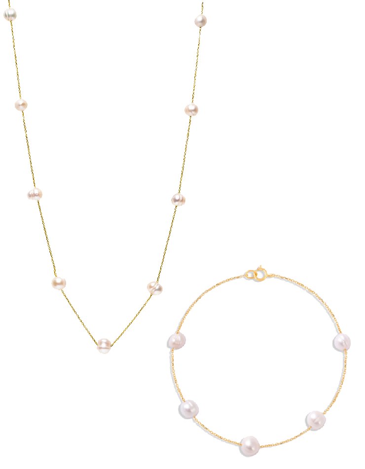 نیم ست طلا  18 عیار اپال گلد مدل مرواریدی