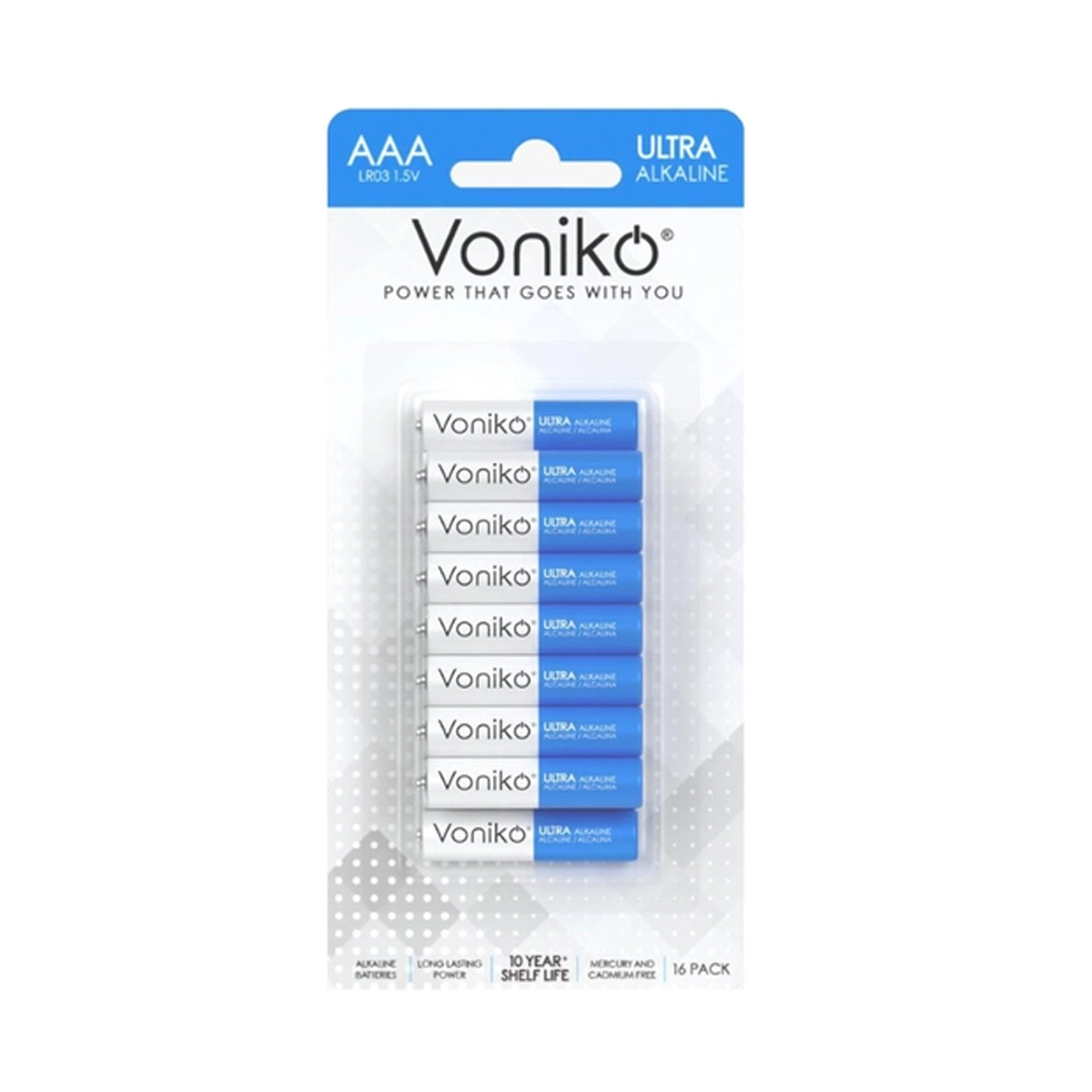 باتری نیم قلمی ونیکو مدل LR03 بسته 16 عددی