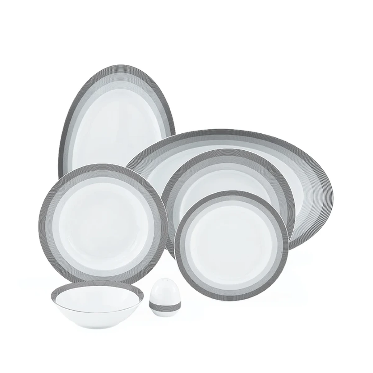 سرویس غذاخوری 28 پارچه چینی زرین ایران مدل ایتالیا اف سیلور لاینر درجه 3-small-image