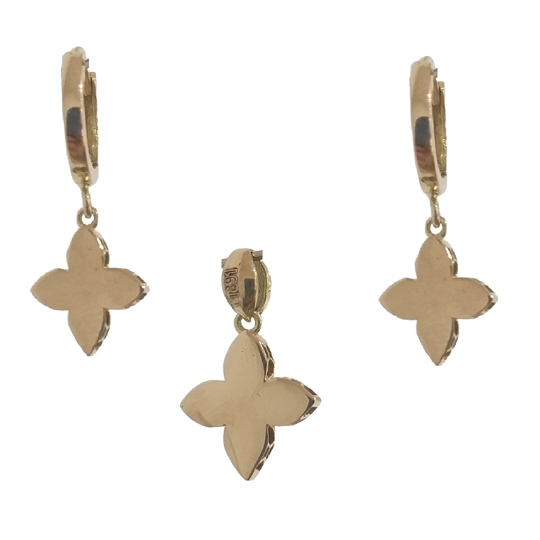 نیم ست طلا 18 عیار زنانه طرح گل کد z384