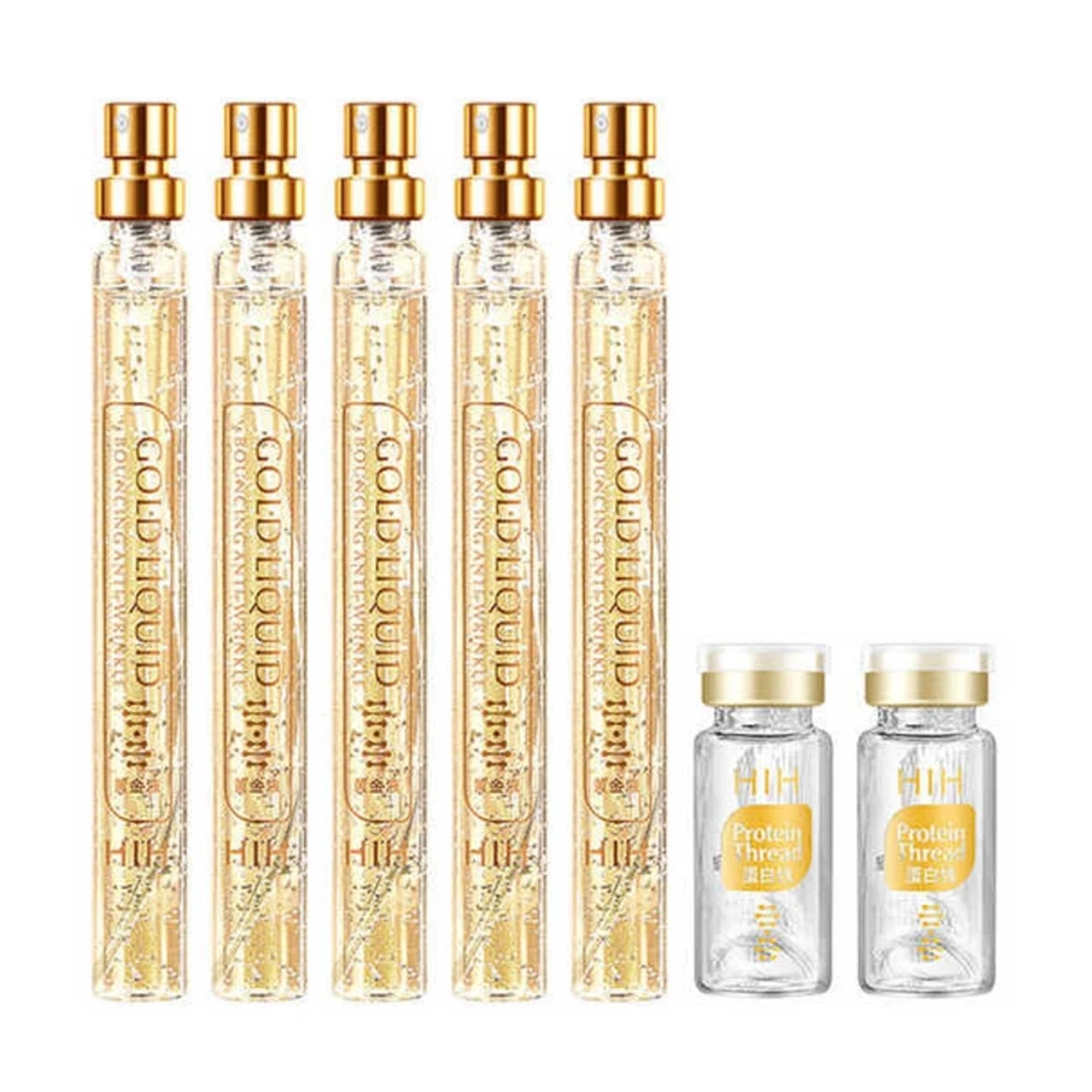 پک ضد چروک اچ آی اچ مدل نخ کلاژن جذبی و طلا بسته 7 عددی-small-image