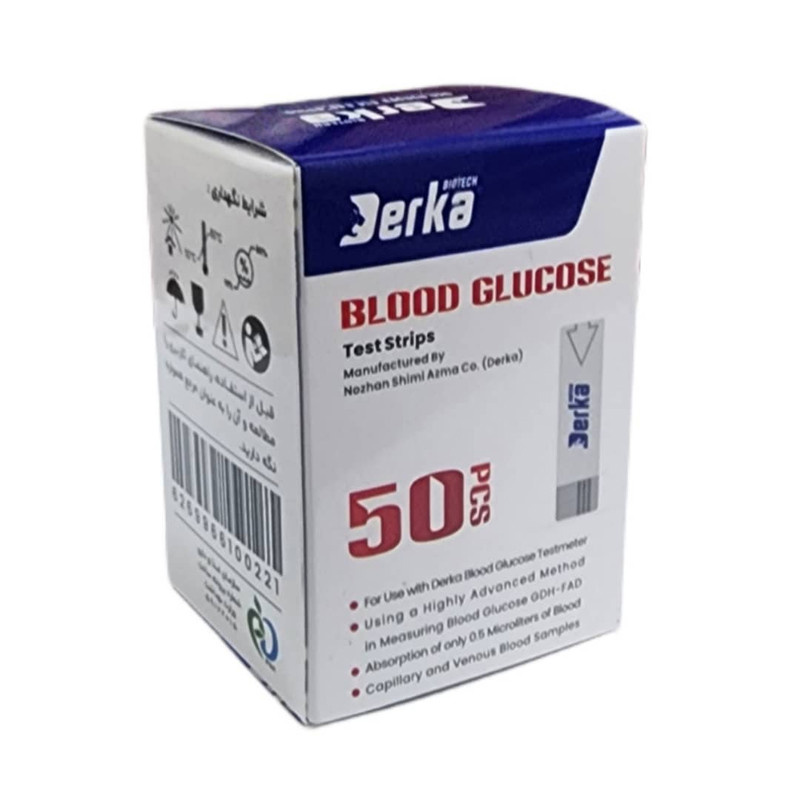 نوار تست قند خون درکا مدل D50 سازگار با دستگاه تست قند خون درکا بسته ۵۰ عددی نوار تست قند خون درکا مدل D50 سازگار با دستگاه تست قند خون درکا بسته ۵۰ عددی