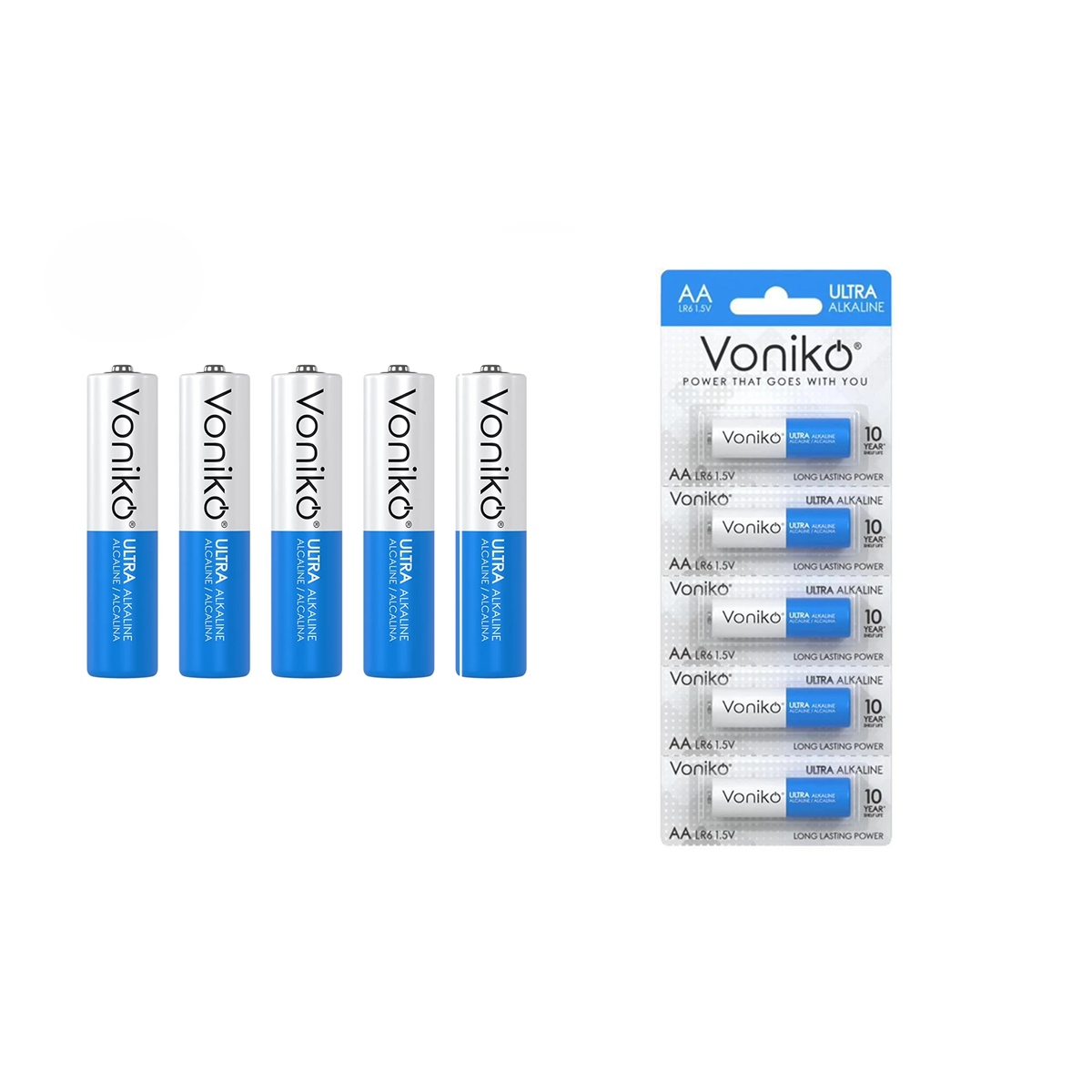باتری نیم قلمی ونیکو مدل LR03 بسته 5 عددی به همراه باتری قلمی ونیکو مدل LR6 بسته 5 عددی