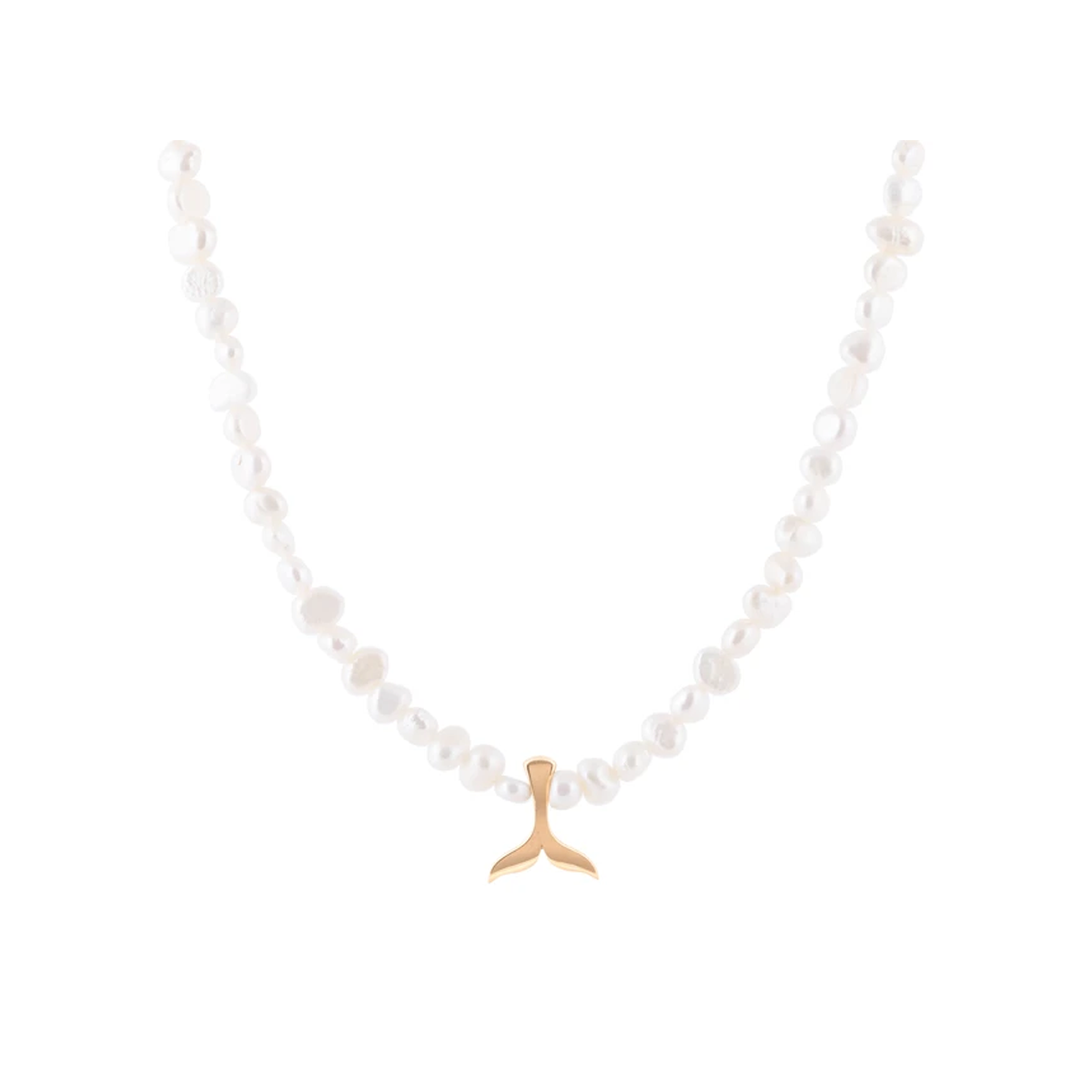 گردنبند طلا 18 عیار زنانه سور گالری مدل مروارید و دم وال