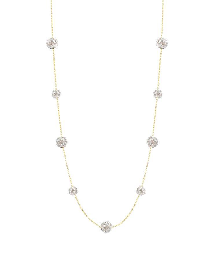 گردنبند طلا 18عیار اپال گلد مدل گوی نقره ای