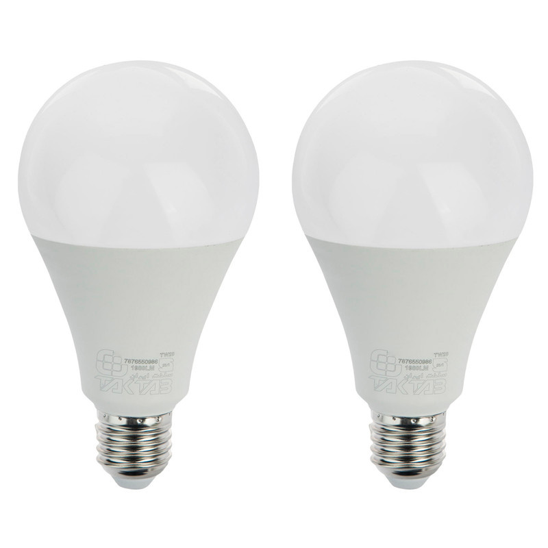 لامپ ال ای دی 20 وات تک تاب مدل حبابی پایه E27 بسته 2 عددی لامپ ال ای دی 20 وات تک تاب مدل حبابی پایه E27 بسته 2 عددی