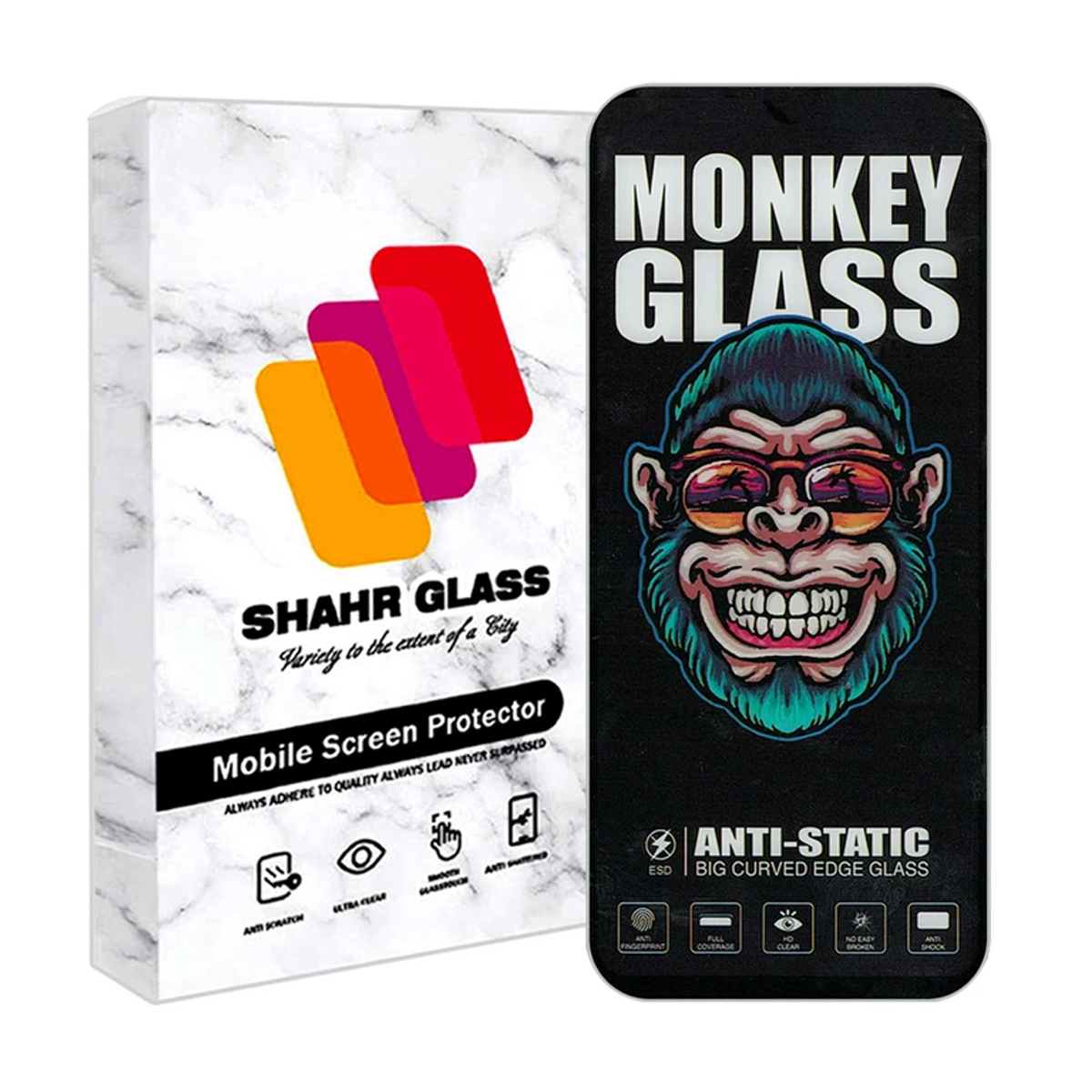 گلس گوشی اپل iPhone 15 شهر گلس مدل آنتی استاتیک ANTIMONKYSH