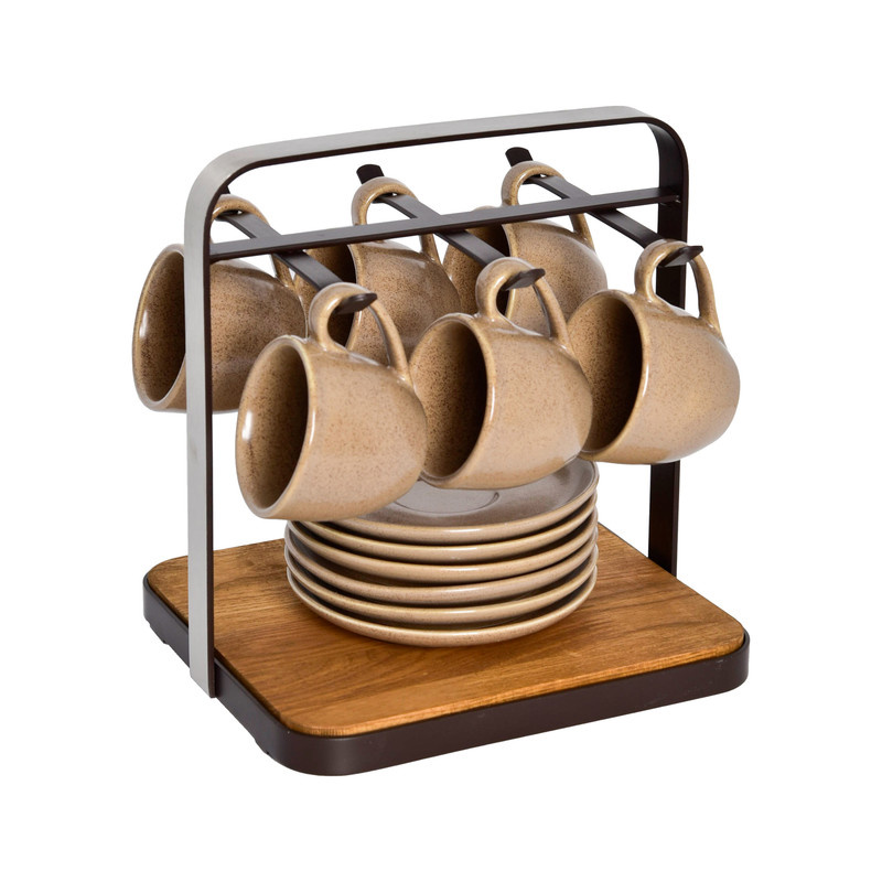 ست فنجان و نعلبکی 12 پارچه بی.وی.کی طرح مجستیک کد 452612 همراه با استند