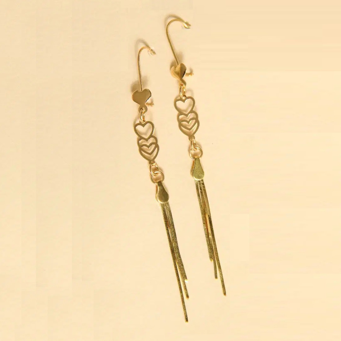 گوشواره طلا 18 عیار زنانه آویز دار هرینگبون قلبی کد 591