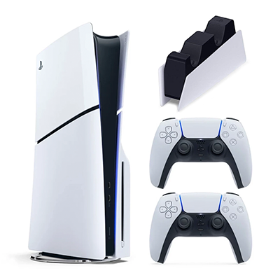 پلی استیشن 5 اسلیم دیسک خور آسیا به همراه دسته اضافه سفید و پایه شارژ