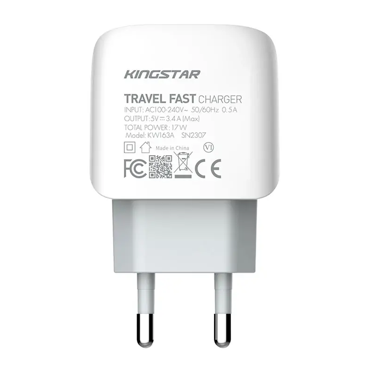 شارژر دیواری کینگ استار مدل KW163A توان 17 وات شارژر دیواری کینگ استار مدل KW163A توان 17 وات