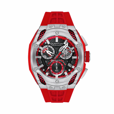 ساعت مچی مردانه کوانتوم مدل HNG1102.358B بند رابر قرمز