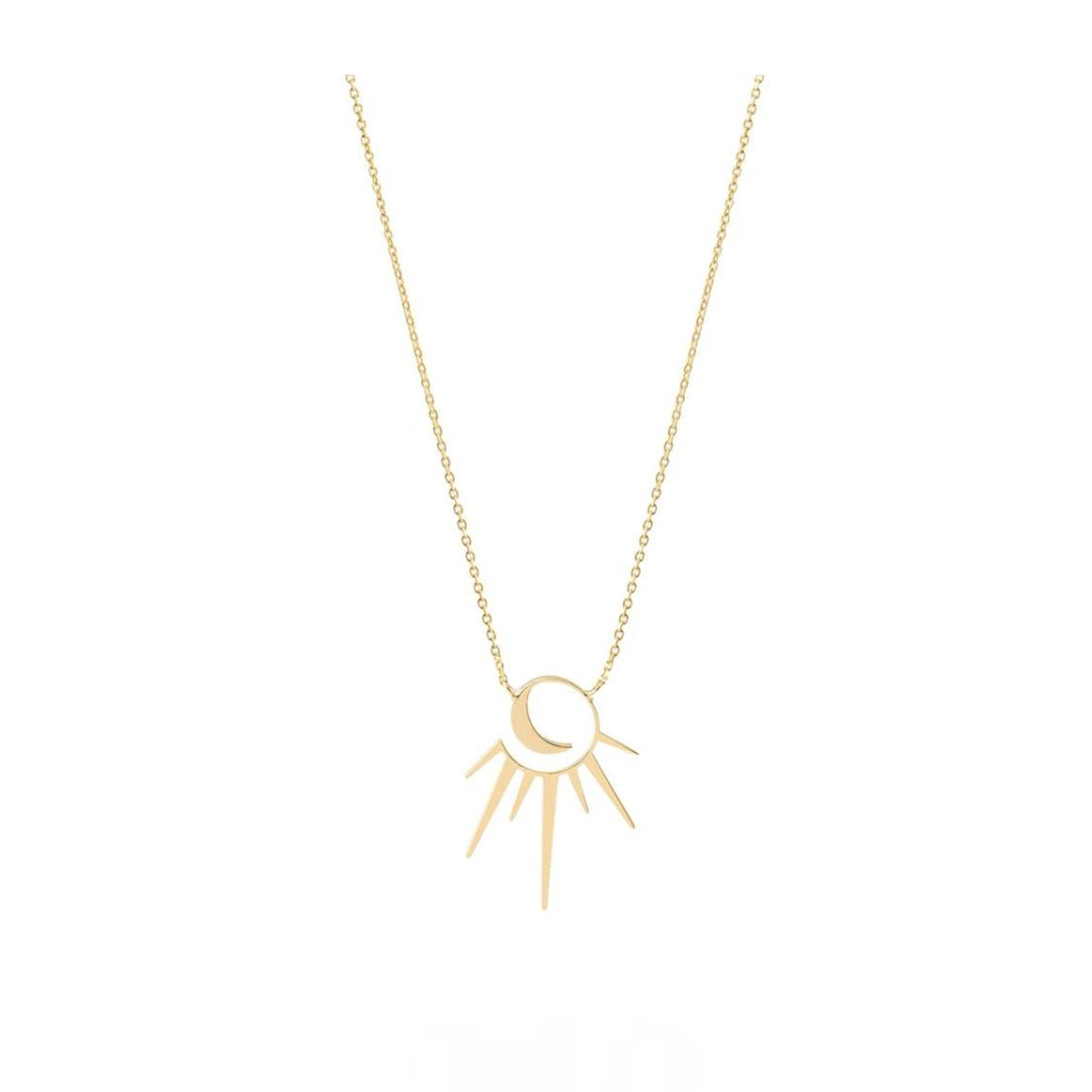 گردنبند طلا زنانه طرح ماه و خورشید تابان قو طلایی کد N002740
