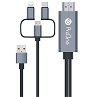 کابل میکرو یو اس بی / لایتنینگ / تایپ سی به HDMI پرووان مدل PCH70 - طول 1.8 متر
