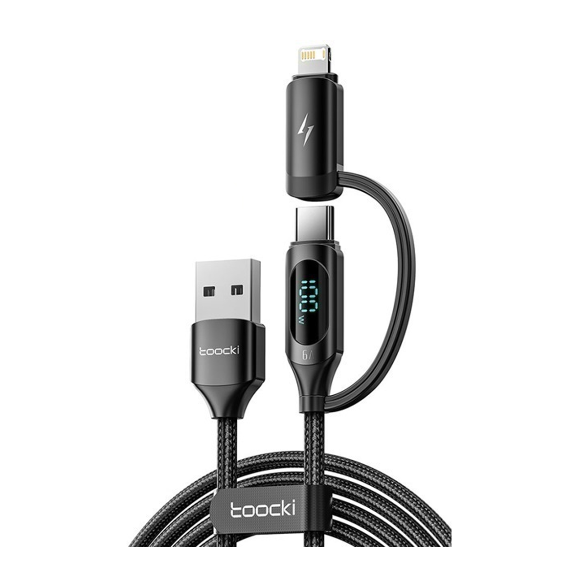 کابل USB به USB-C و لایتنینگ توکی مدل TQ-X03 طول 1 متر