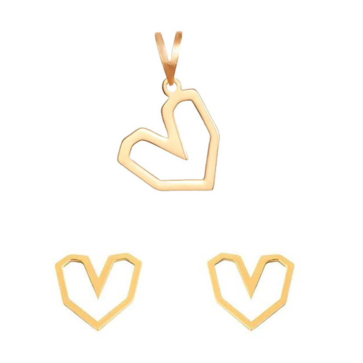 نیم ست طلا 18 عیار زنانه طرح قلب جذاب قو طلایی کد LS035143