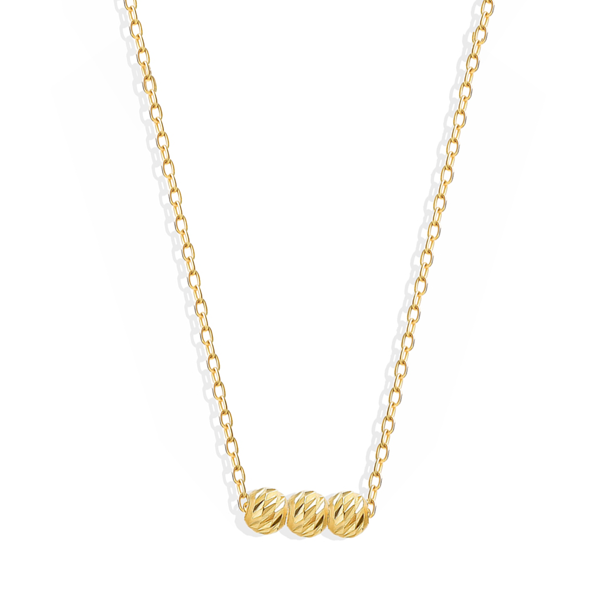 گردنبند طلا زنانه طرح البرنادو گوی سه تایی قو طلایی کد N007287-small-image