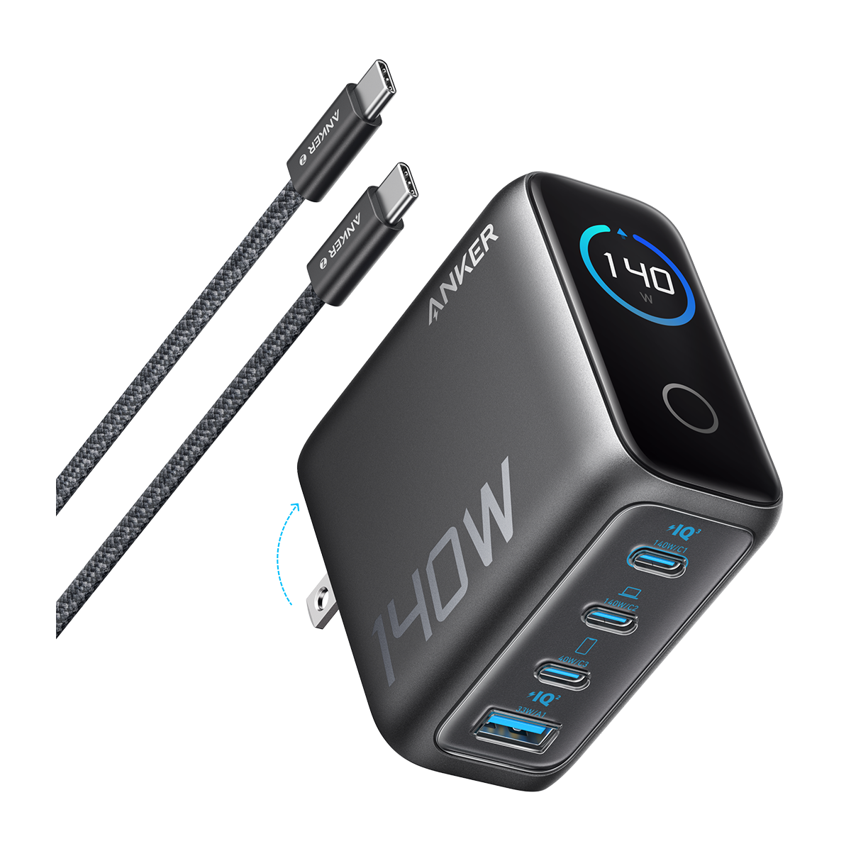 شارژر دیواری انکر مدل B2697 به همراه کابل دو سر تایپ سی توان 140 وات-small-image